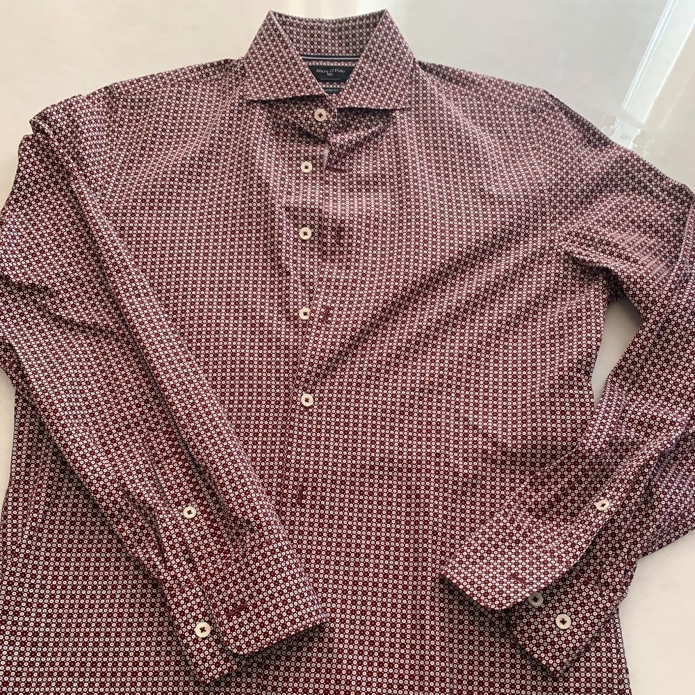 Marc O'Polo Burgundy dot European Dress Shirt (M)